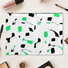 Green, Black And White Pattern Cosmetic Bag (xl) by Valentinaart