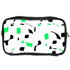 Green, Black And White Pattern Toiletries Bags by Valentinaart