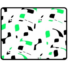 Green, Black And White Pattern Fleece Blanket (medium) 