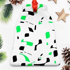 Green, Black And White Pattern Bell Ornament (2 Sides) by Valentinaart