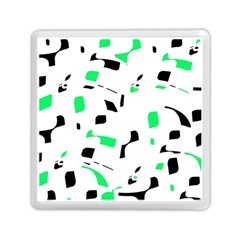 Green, Black And White Pattern Memory Card Reader (square) 