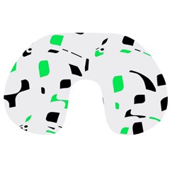 Green, Black And White Pattern Travel Neck Pillows by Valentinaart