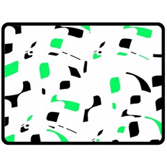 Green, Black And White Pattern Double Sided Fleece Blanket (large) 