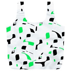 Green, Black And White Pattern Full Print Recycle Bags (l)  by Valentinaart