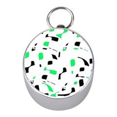 Green, Black And White Pattern Mini Silver Compasses by Valentinaart