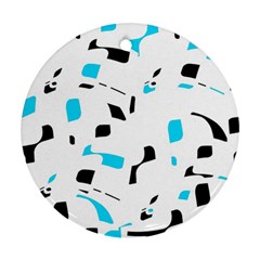 Blue, Black And White Pattern Ornament (round)  by Valentinaart