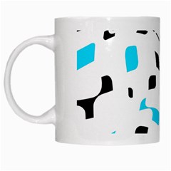 Blue, Black And White Pattern White Mugs by Valentinaart