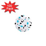 Blue, black and white pattern 1  Mini Magnets (100 pack)  Front