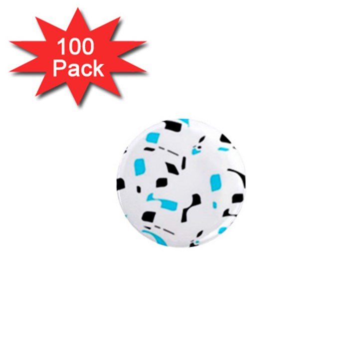 Blue, black and white pattern 1  Mini Magnets (100 pack) 