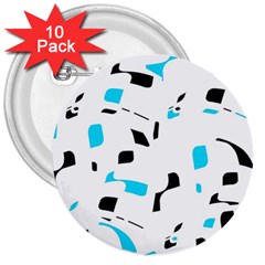 Blue, Black And White Pattern 3  Buttons (10 Pack)  by Valentinaart