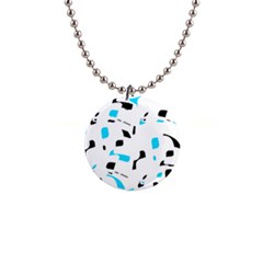 Blue, Black And White Pattern Button Necklaces