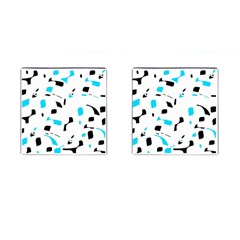 Blue, Black And White Pattern Cufflinks (square) by Valentinaart