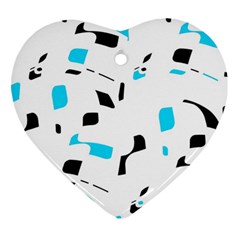 Blue, Black And White Pattern Heart Ornament (2 Sides) by Valentinaart