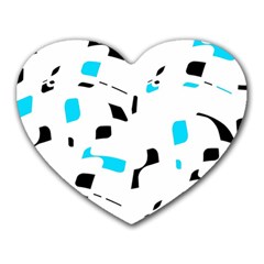 Blue, Black And White Pattern Heart Mousepads by Valentinaart