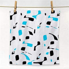 Blue, Black And White Pattern Face Towel by Valentinaart