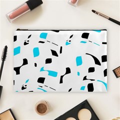 Blue, Black And White Pattern Cosmetic Bag (large)  by Valentinaart