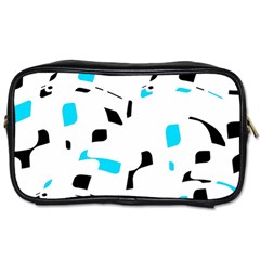 Blue, Black And White Pattern Toiletries Bags by Valentinaart