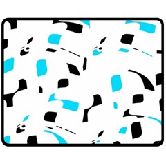 Blue, Black And White Pattern Fleece Blanket (medium)  by Valentinaart