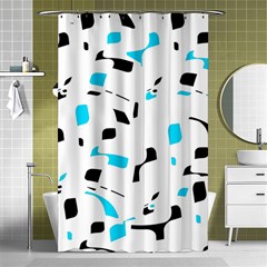 Blue, Black And White Pattern Shower Curtain 48  X 72  (small)  by Valentinaart