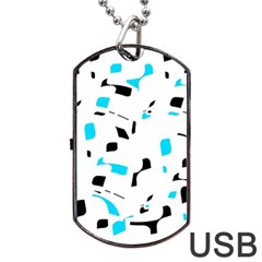 Blue, Black And White Pattern Dog Tag Usb Flash (one Side)