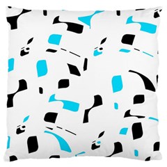 Blue, Black And White Pattern Large Cushion Case (one Side) by Valentinaart