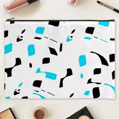 Blue, Black And White Pattern Cosmetic Bag (xxxl)  by Valentinaart