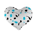 Blue, black and white pattern Standard 16  Premium Heart Shape Cushions Front