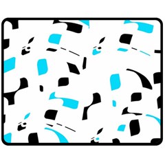 Blue, Black And White Pattern Double Sided Fleece Blanket (medium) 