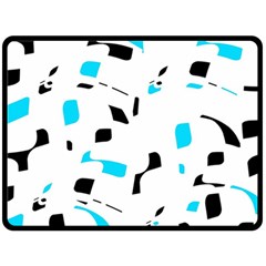 Blue, Black And White Pattern Double Sided Fleece Blanket (large) 