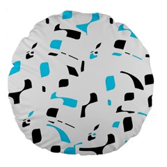 Blue, Black And White Pattern Large 18  Premium Flano Round Cushions by Valentinaart