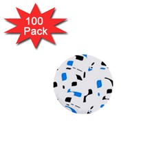 Blue, Black And White Pattern 1  Mini Buttons (100 Pack)  by Valentinaart