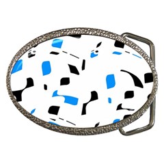 Blue, Black And White Pattern Belt Buckles