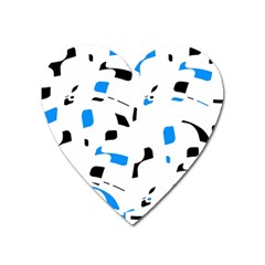 Blue, Black And White Pattern Heart Magnet by Valentinaart