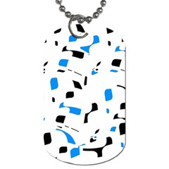 Blue, Black And White Pattern Dog Tag (two Sides) by Valentinaart