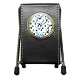 Blue, black and white pattern Pen Holder Desk Clocks Front