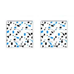 Blue, Black And White Pattern Cufflinks (square) by Valentinaart