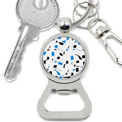 Blue, Black And White Pattern Bottle Opener Key Chains by Valentinaart