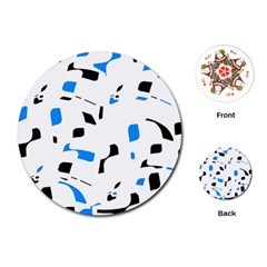 Blue, Black And White Pattern Playing Cards (round) 