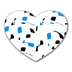 Blue, Black And White Pattern Heart Mousepads by Valentinaart