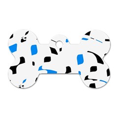 Blue, Black And White Pattern Dog Tag Bone (two Sides)