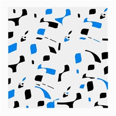 Blue, Black And White Pattern Medium Glasses Cloth (2-side) by Valentinaart