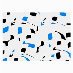 Blue, Black And White Pattern Large Glasses Cloth (2-side) by Valentinaart