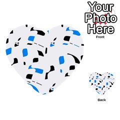 Blue, Black And White Pattern Multi-purpose Cards (heart)  by Valentinaart