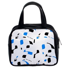 Blue, Black And White Pattern Classic Handbags (2 Sides) by Valentinaart