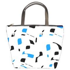 Blue, Black And White Pattern Bucket Bags by Valentinaart