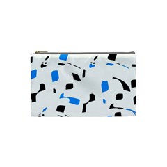 Blue, Black And White Pattern Cosmetic Bag (small)  by Valentinaart