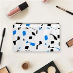 Blue, black and white pattern Cosmetic Bag (Small)  Front