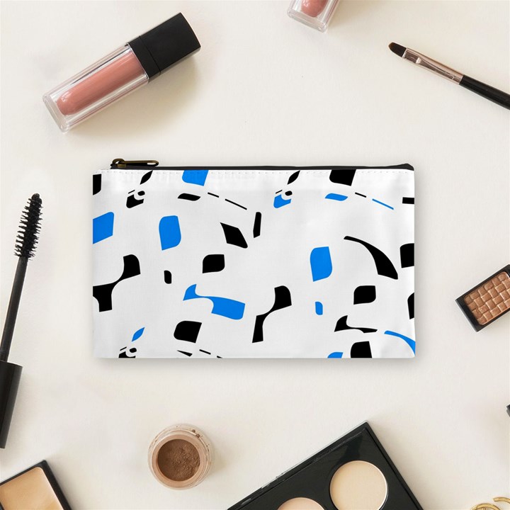 Blue, black and white pattern Cosmetic Bag (Small) 