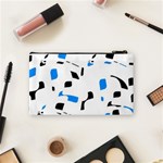 Blue, black and white pattern Cosmetic Bag (Small)  Back