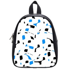 Blue, Black And White Pattern School Bags (small)  by Valentinaart